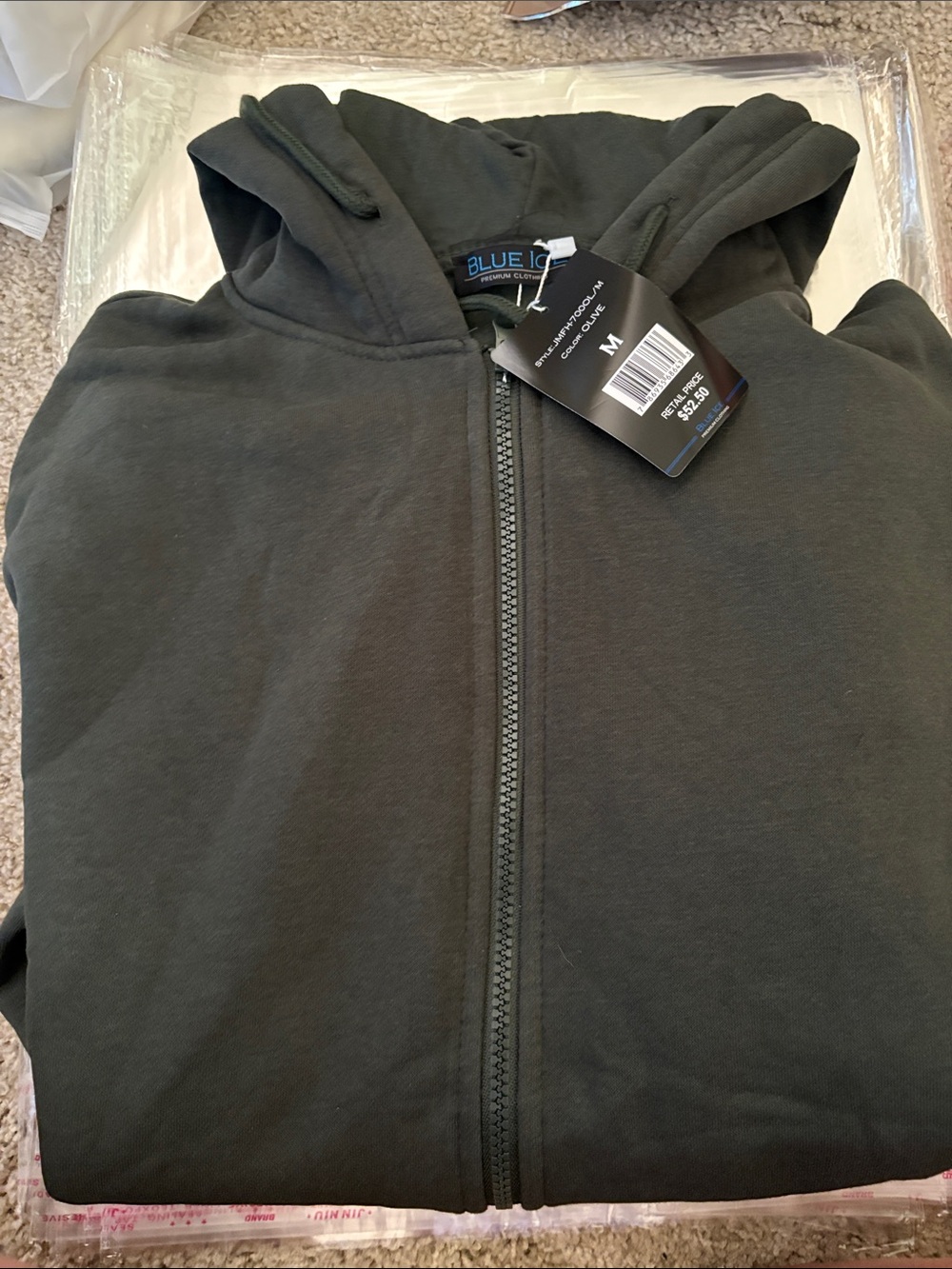 Blue Ice Men's olive  Full-Zip Hoodie - Medium